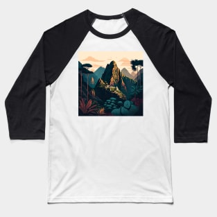 Machu Picchu Peru Illustration Baseball T-Shirt